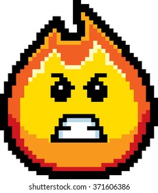 An illustration of a flame looking angry in an 8-bit cartoon style.