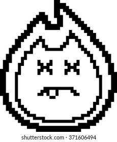 An illustration of a flame looking dead in an 8-bit cartoon style.