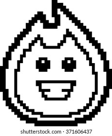 An illustration of a flame smiling in an 8-bit cartoon style.