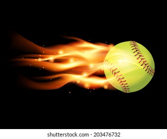 An illustration of a flaming softball. Vector EPS 10 file contains transparencies and gradient mesh.