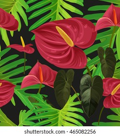 Illustration of flamingo flower seamless pattern