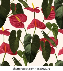 Illustration of flamingo flower seamless pattern