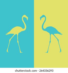 Illustration of a flamingo on a colored background Valentine's Day, February, vector; 