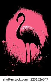 illustration of a flamingo on a dark background