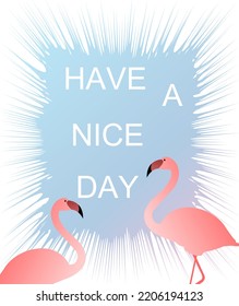 Illustration with a flamingo and an uneven figure on a white background