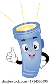 Illustration of a Flash Light Mascot with Light On and Showing an Okay Sign