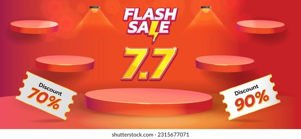 The illustration for the flash sale 7.7 discount embodies a sense of urgency, exclusivity, and savings. 