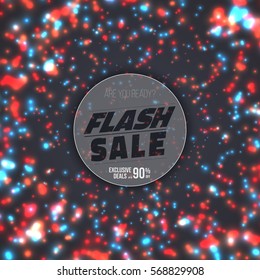 Illustration of Flash Sale Poster Template. Vector Flash Sale Banner with Bright Energy Flow Motion Energy on Background