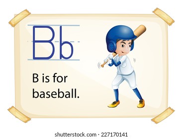 illustration of a flashcard letter B for baseball