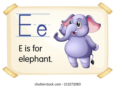 Illustration of a flashcard with letter E