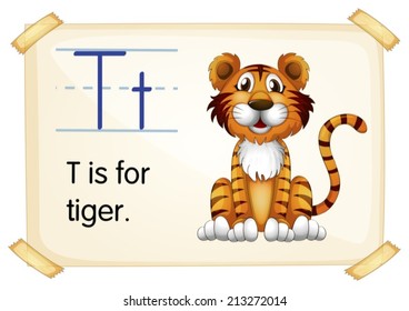 Illustration of a flashcard with letter T