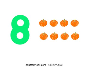Illustration of a flashcard number eight