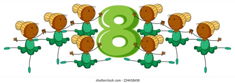 Illustration of a flashcard number eight