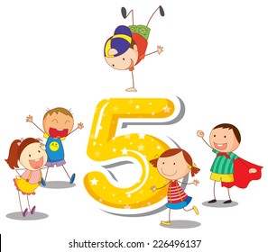 illustration of a flashcard number five
