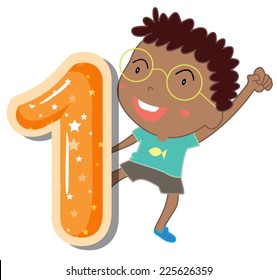 Illustration of a flashcard number one