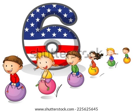 Illustration of a flashcard number six