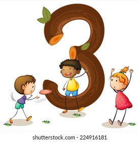 Illustration of a flashcard number three