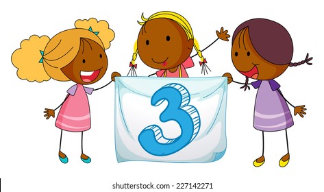 illustration of a flashcard number three
