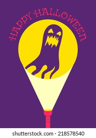 illustration of a flashlight and ghost