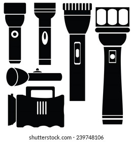 illustration  with flashlight silhouettes set  on white background
