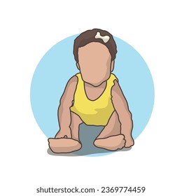 illustration flat baby design using yellow t shirt
