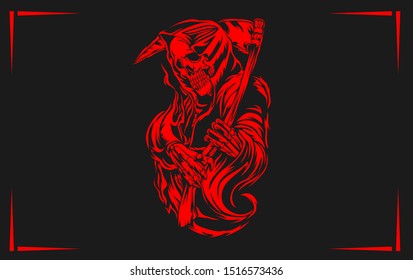 Illustration of Flat background Grim Reaper