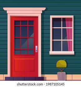 Illustration of flat building. Vector illustration of a house design concept.