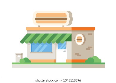 Illustration of a flat burger cafe building