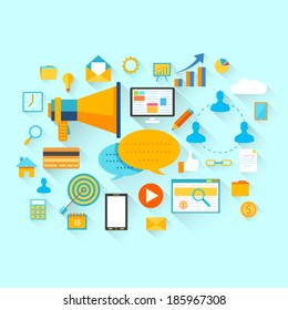 illustration of flat business and technology concept with symbol
