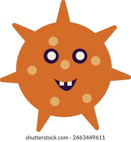 Illustration of Flat Cartoon Bacteria and Virus