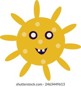 Illustration of Flat Cartoon Bacteria and Virus