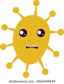 Illustration of Flat Cartoon Bacteria and Virus