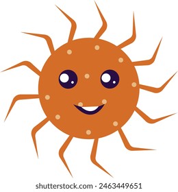 Illustration of Flat Cartoon Bacteria and Virus