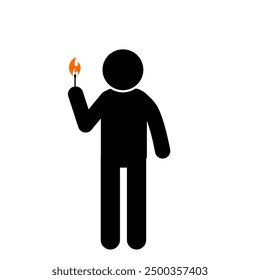 illustration of flat character lighting a match