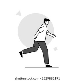 illustration of flat character running fast