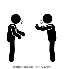 illustration of flat characters of stick figure and stickman arguing