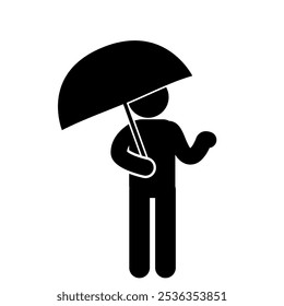 Illustration von flachen Figuren und Strichfiguren mit Regenschirmen