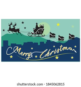 Illustration flat of Christmas celebration. Silhouette, pattern.