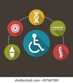 Illustration Flat Colorful Icons Disabled with Limited Opportunities and Birth Defects - Vector
