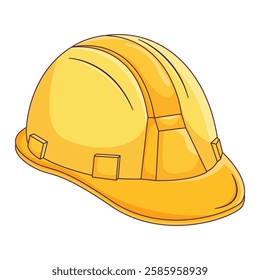 Illustration of Flat Construction Safety Helmet Icon. Construction Worker Hard Hat.