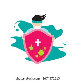 Illustration flat coronavirus design vector