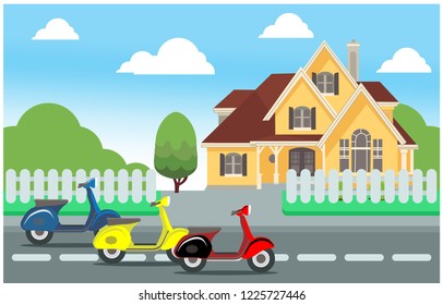 illustration flat design of activities outside the home, vector illustration