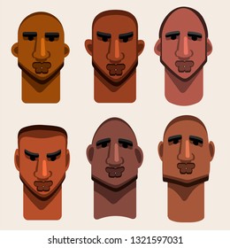 illustration of flat design African American men icons collection