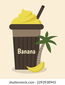 Illustration Flat Design with Bannana Milkshake