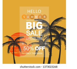 Illustration of flat design big discount summer can be used for backgrounds, flyers, banners, posters, web, apps, leaflets, online shops