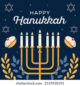 illustration in flat design for celebrate hanukkah