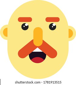 Ilustración de los personajes de diseño plano El hombre es un diseño plano que es el personaje de un hombre con bigote y sonrisa calva, es apto para mostrar sitio web o producto de medios sociales