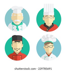 illustration of flat design. the chef icons collection