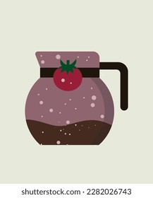 Illustration Flat Design Coffee Pot with Tomato