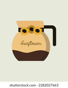 Café de diseño plano ilustrativo con girasoles